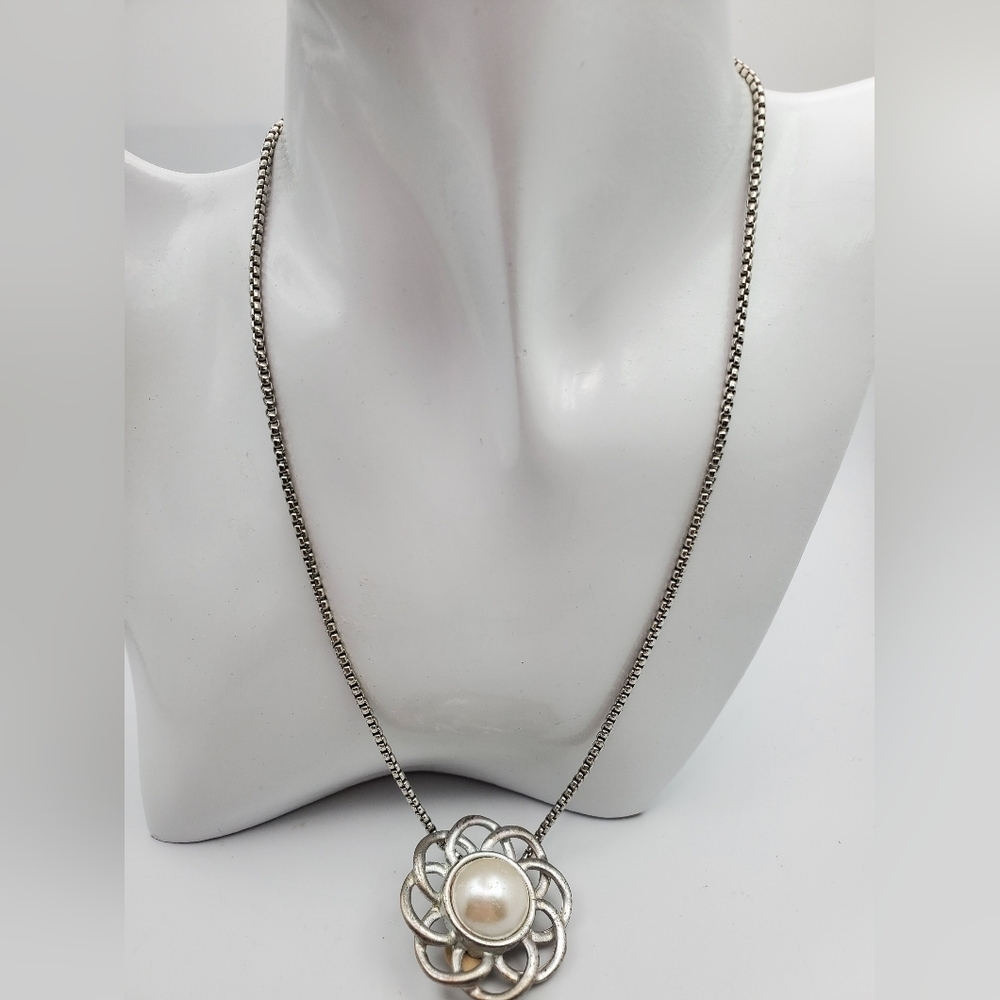 Celtic knot pearl necklace repurposed earring upcycled jewelry N2501